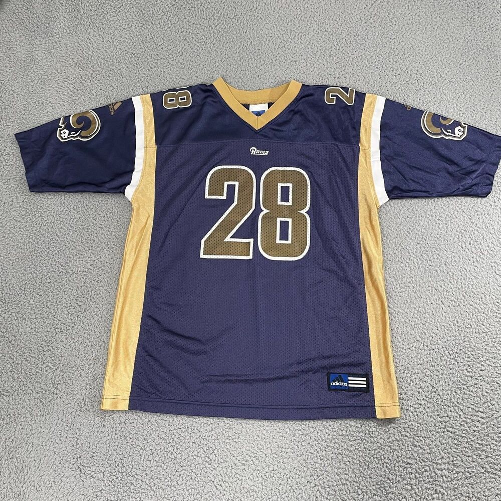 Vintage Marshall Faulk #28 Jersey Youth XL Navy Gold St Louis Rams Adidas NFL